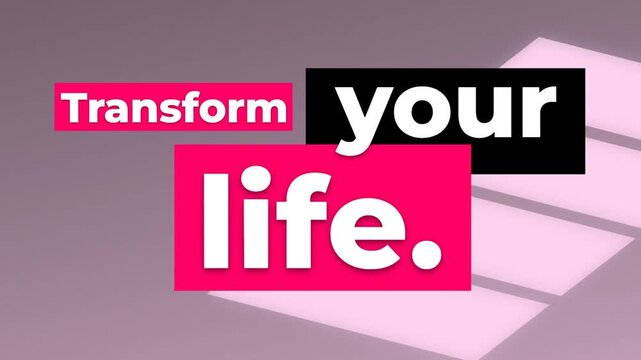 Animated text Transform your life gym motivation quote on a shadow background Ideal for lifestyle