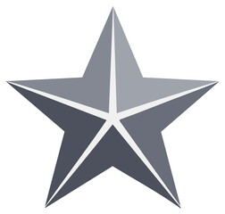 Obraz premium Simple Gray Five Pointed Star Shape with White Outline and Gradient Fills
