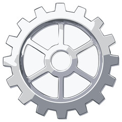 Obraz premium Polished Silver Metal Gear with Visible Teeth and Spokes Reflecting Light