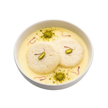 Rasmalai Indian Bengali Sweet Dish Saffron Pistachio Creamy Milk Dessert Traditional Festive Food png cutout
