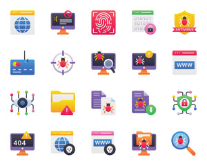 Gradient color icons set for Cyber crimes