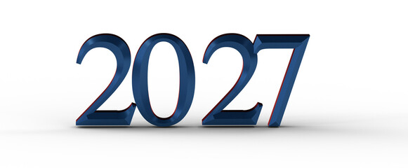 Image of the year 2027 in a stylish blue font on a white background. Perfect for new year greetings and future planning. © vegefox.com