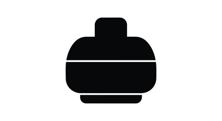 A stark black silhouette of a traditional inukshuk figure stands against a plain white background silhouette high quality © Ajahar