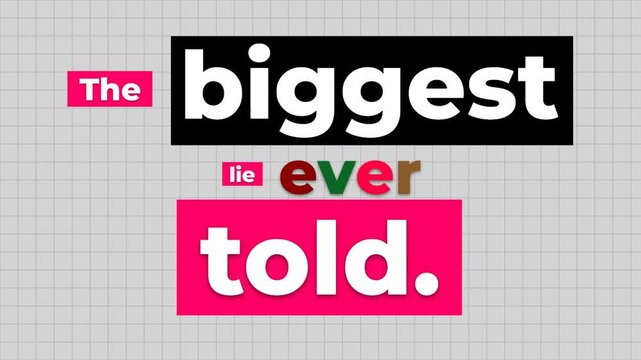 Bold animated text The biggest lie ever told on grid Dynamic gym motivation quote intro