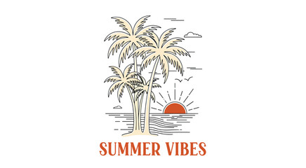 Obraz premium Retro California Summer Surf Design with Sunset and Surfboard.