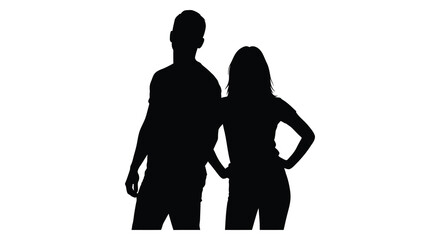 A striking black silhouette depicts a couple standing close together showcasing a romantic and intimate connection silhouette © Jahid