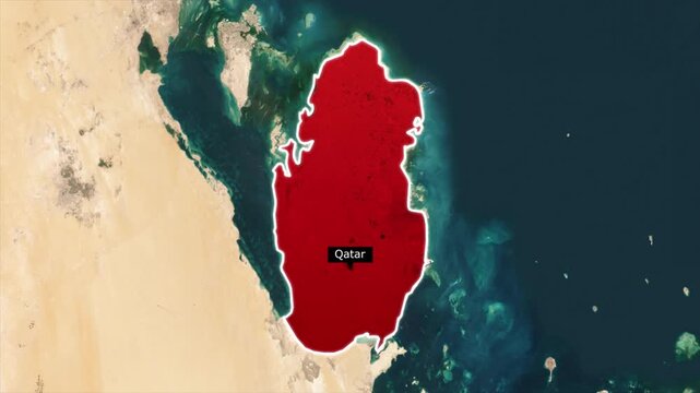 Qatar Map Animated Video. Qatar Location Highlighted with Pin Marker on the Middle East Map Map Animation Video