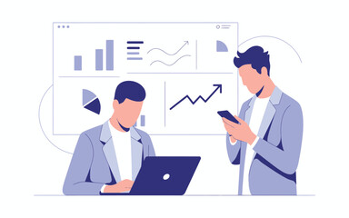 Businessmen Analyzing Financial Data and Strategy