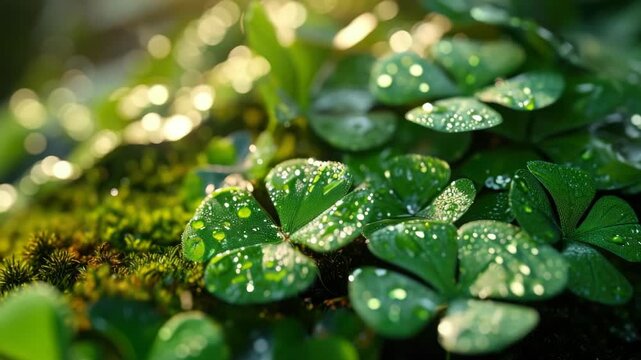 The captures the beauty of a single leaf, glistening with raindrops after a recent rainfall. The vibrant green of the moss contrasts beautifully with the clear droplets of water