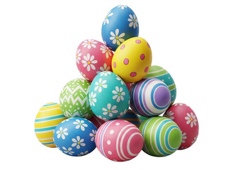Colorful assortment of balls arranged in a pyramid formation on a white background isolated on transparent background