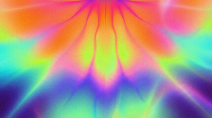 Radiant neon flower mandala with symmetrical glowing petals in orange-pink-yellow-green-blue-purple gradients. Conceptual vector illustration for trippy psychedelic symmetry and vibrant aura designs. © local_doctor