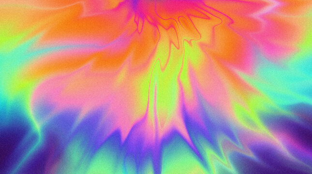Radiant neon flower mandala with symmetrical glowing petals in orange-pink-yellow-green-blue-purple gradients. Conceptual vector illustration for trippy psychedelic symmetry and vibrant aura designs.