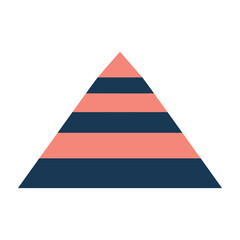 Flat layered geometric triangle showcasing bold gradient stripes in soft pastel and deep navy hues for modern graphic design projects