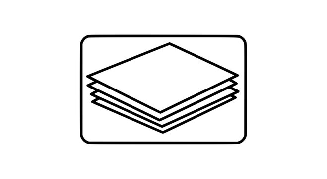 Papers stack icon with layered sheets inside rectangle featuring paper, document, files with office and paperwork