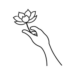 hand holding flower line art