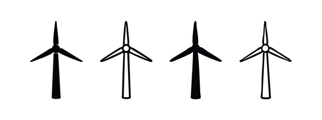 Wind Turbine Icon Set - Renewable Energy Symbols and Clean Power Windmill Vector Icons © liubomir118809