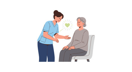 Fototapeta premium Caring Nurse or Caregiver Showing Empathy to Elderly Woman, Promoting Senior Health and Well-being