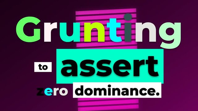 Dynamic graphic animation reveals a quirky gym motivation quote Grunting to assert zero dominance