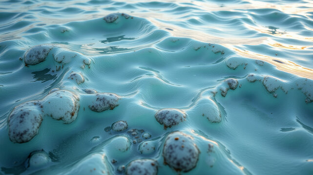 Clear water surface with evenly spaced ripples forming obsessive radial symmetry and exaggerated balanced aquatic texture order