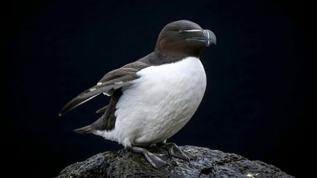 Common Murre perched on rocky outcrop