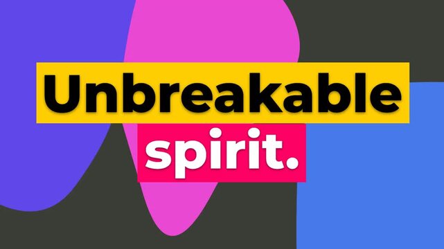 A colorful abstract background features a bold gym motivation quote Unbreakable spirit promoting strength and resilience