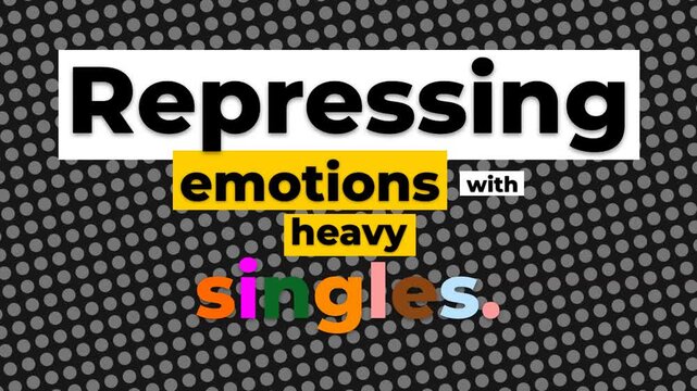 Animated text Repressing emotions with heavy singles a gym motivation quote appearing on a dotted background Focuses on fitness mental strength