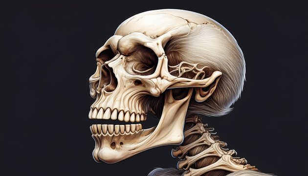 macabre monkey skull with detailed bone anatomy white primate skeleton isolated on background for biology study