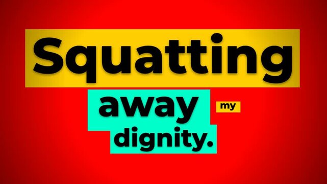 Humorous graphic text Squatting away my dignity on red background a dynamic gym motivation quote