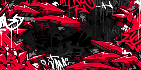 Trendy Dark Abstract Flat Urban Street Art Graffiti Style Vector Illustration Template Background