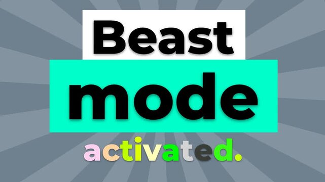 Animated Beast mode activated gym motivation quote for fitness workout and achievement lifestyle
