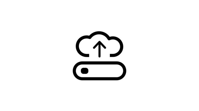A cloud icon with an upward arrow is positioned above a toggle switch to represent the process of uploading data to a remote server or storage