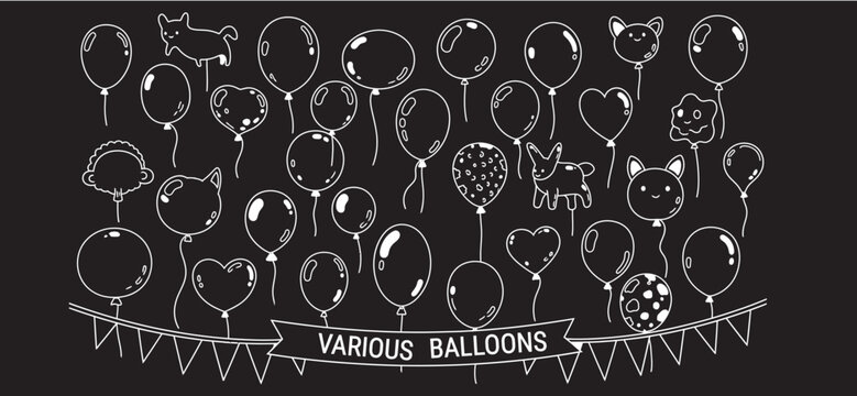Black and white illustration of balloons with francis balcon text