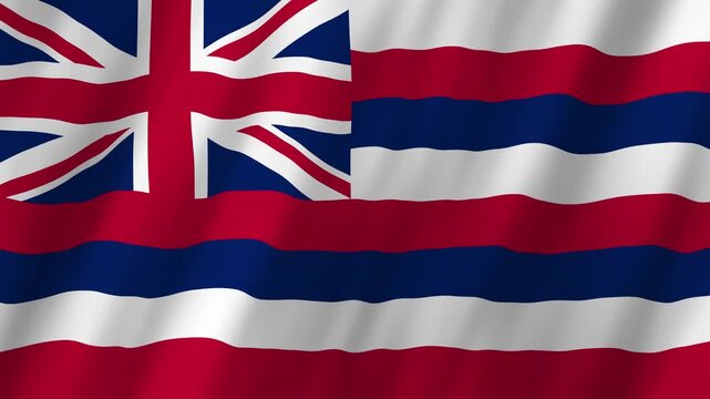 Hawaii State Flag Waving, Aloha State 4K Animation