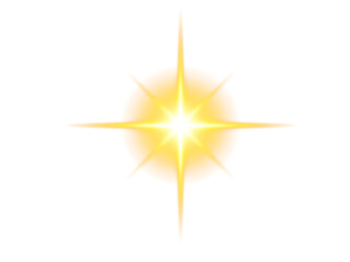 Obraz premium Abstract golden light burst with rising sun rays in radiant glow on white transparent background. Star blast, sun flare effect. Glowing beams, optical graphic overlay design element. Explosion, space
