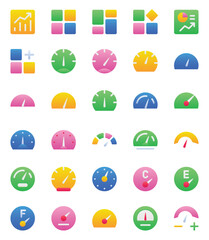 Gradient color icons set for Dashboard Speedometer