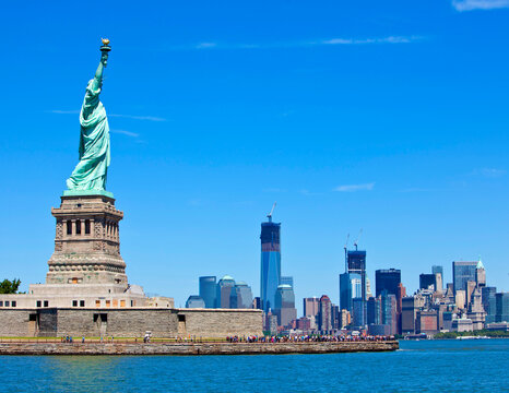 The iconic Statue of Liberty on Liberty Island in New York