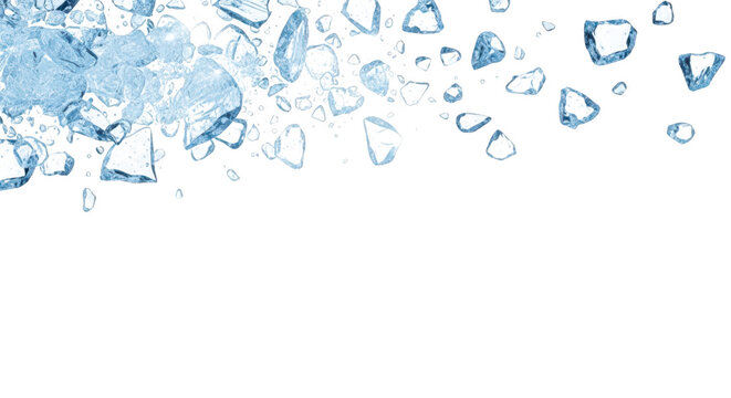 Ice cubes splashing into water with a refreshing summer vibe isolated on transparent background
