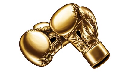Golden boxing gloves isolated on white background for championship sport competition concept