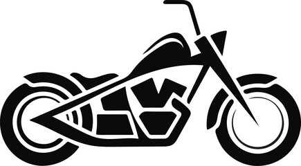 Stylized black silhouette of a classic American chopper motorcycle isolated on a white background © md