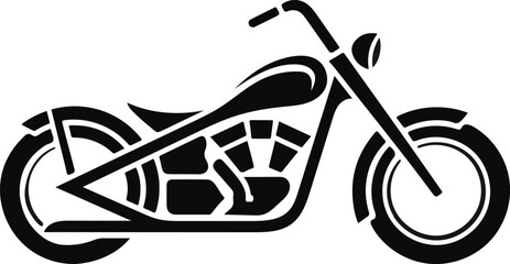 Stylized black silhouette of a classic chopper motorcycle isolated on transparent background © md