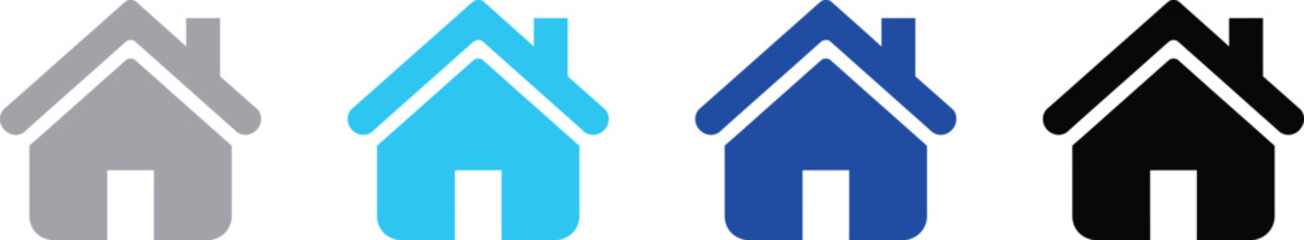 Simple black house icon with chimney on white background