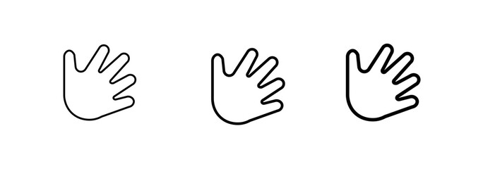 Obraz premium Hand icon set. Waving hand outline sign for Web with White Background, Editable Outline.