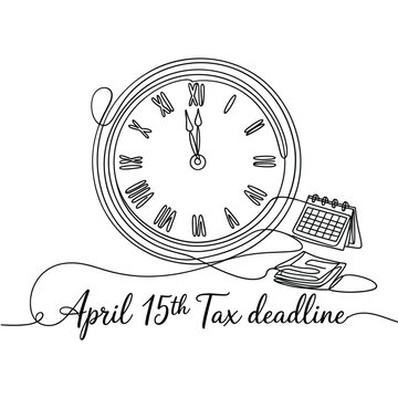Sketch of a clock calendar and text referencing tax deadline