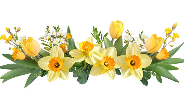 A beautiful bouquet of yellow flowers on transparent background
