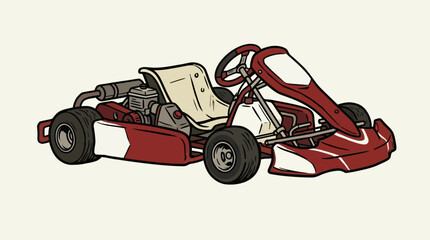 Obraz premium Red go kart illustration isolated on cream background