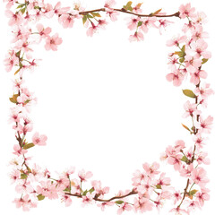 Fototapeta premium A beautiful floral wreath with pink cherry blossoms on transparent background