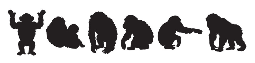 black chimpanzee silhouettes © Bisk