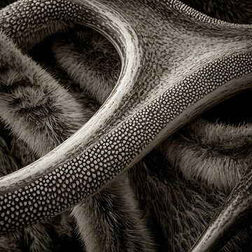 Closeup of an octopus tentacle with suckers and textured skin