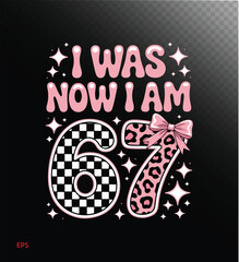 Fototapeta premium I Was Now I Am 67 – Funny 67th Birthday Leopard Checkerboard Design