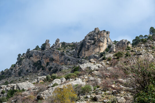 Rocky karst outcrops and scrub in Castril Natural Park, Spain